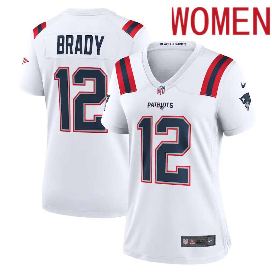 Women New England Patriots 12 Tom Brady Nike White Retired Game NFL Jersey